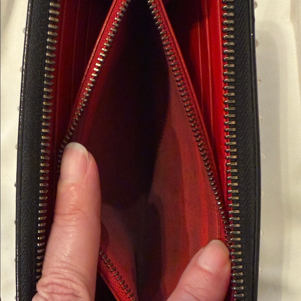 Christian Louboutin Black Studded Zip Wallet - Picture 4 of 5